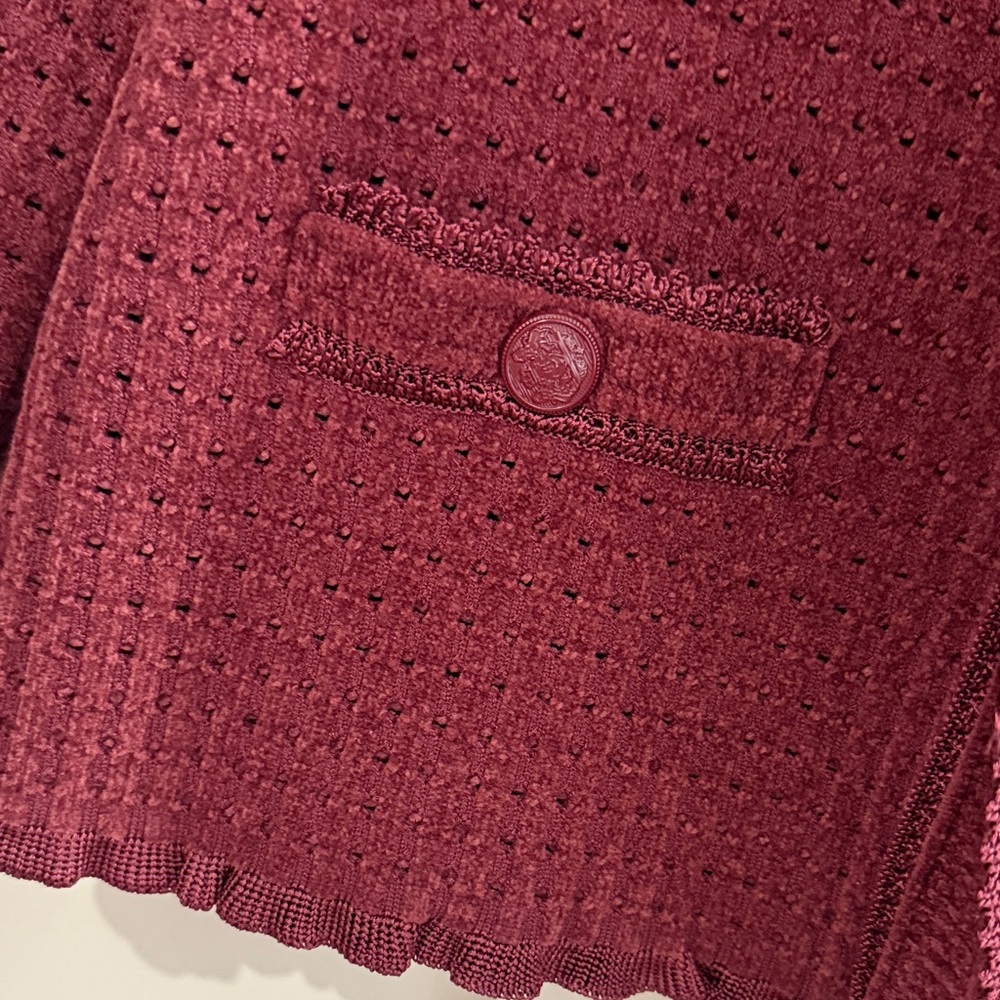 Joie Women’s Waffle Knit Button-Front Sweater - Burgundy. Size Large. - Picture 5 of 7